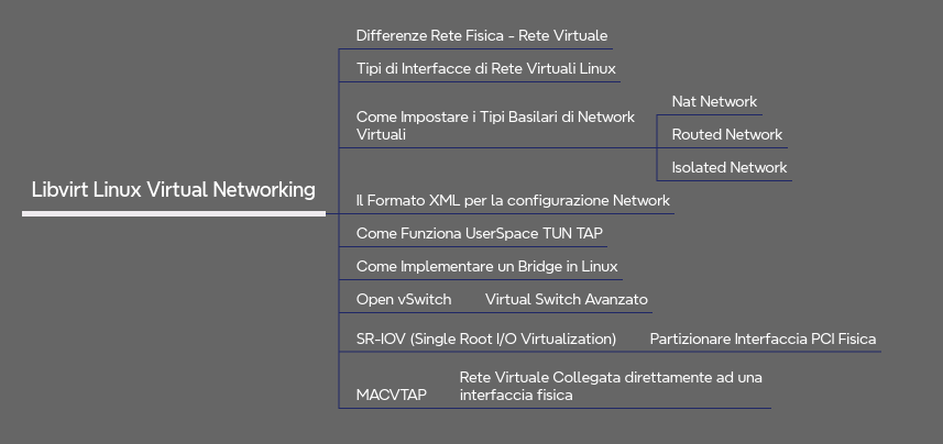 una mappa mentale dell'articolo LINUX KVM NETWORKING